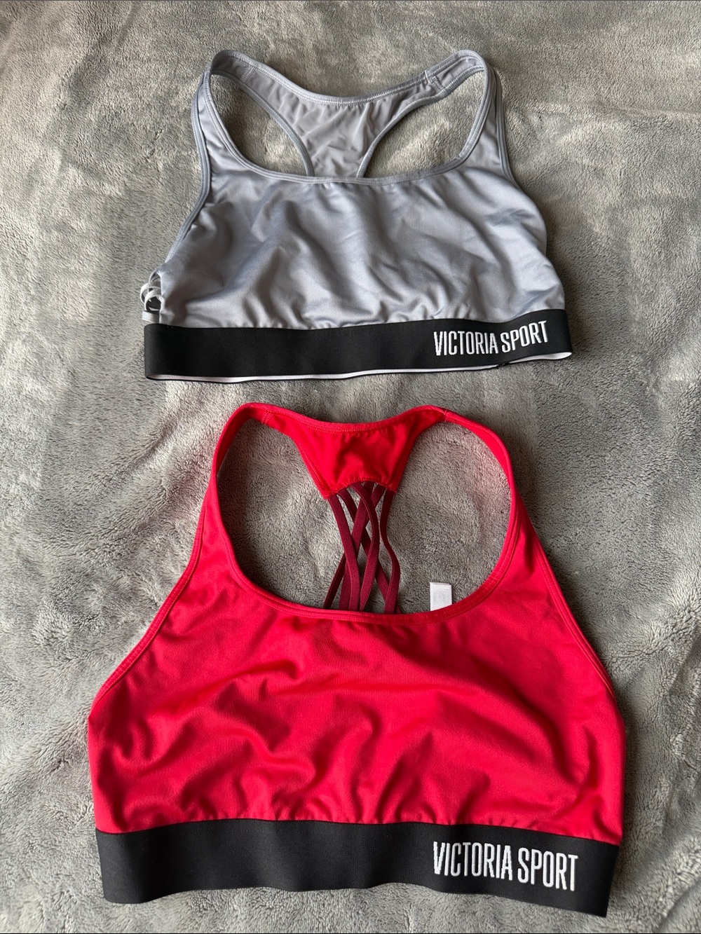 Victoria's Secret Sport Racerback Sports Bras in Gray & Red